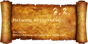 Halassy Krisztofer névjegykártya